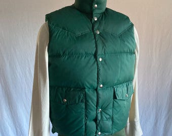 Vintage 70s Forester Down Vest FV-200 Puffer Reversible Green Made