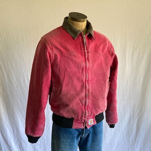 Vintage 90s Carhartt J14 Jacket Santa Fe Red Bomber Corduroy