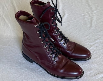 vintage justin ropers boots made in usa womens 8 B maroon dark red