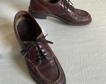 buty damskie vintage z lat 50. brązowe skórzane mokasyny oksfordki LAZY BONES avonite wingfoot goodyear