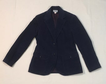 vintage 70s womens the villager dark blue corduroy blazer