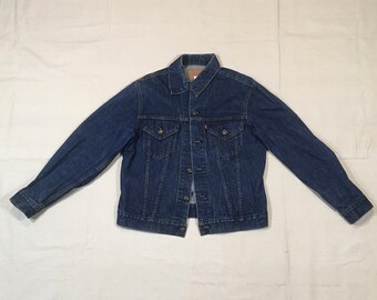 vintage 70s levis 70505 0217 type III dark wash denim trucker jacket made in usa