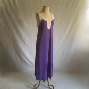 vintage 70s junior intimates by warners purple nylon nighgown slip dress 1970s romantic lingerie