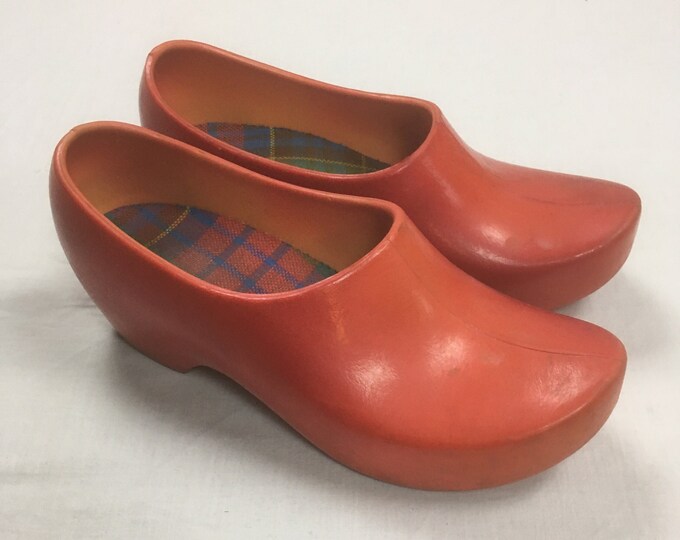 Vintage 80s Red Rubber Garden Clogs Womens 39 West Germany Ges Gesch Etsy