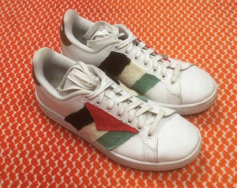 vintage patchwork handgenähte Flagge Sneakers Palästina Flagge Frauen Größe 38 ooak custom Adidas Adidas Cloudfoam recycelte Materialien