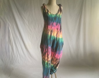 Vintage 80er Jahre Batik-Jumpsuit, Overall aus Baumwolle, hergestellt in den USA in Gear Honolulu, Miami