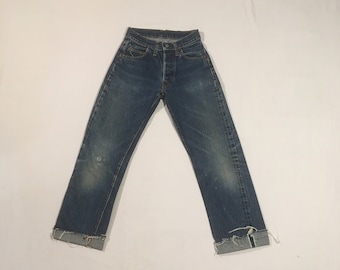 vintage 60s selvedge jeans blue line sears put on 1960s denim 24 button fly dungarees