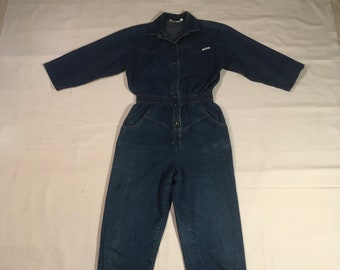 vintage 80s dreams denim blue jean jumpsuit coveralls