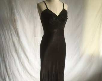 vintage 40s rhythm lingerie bur-mil rayon fashion bias cut black dress slip 1940s cold rayon lingerie