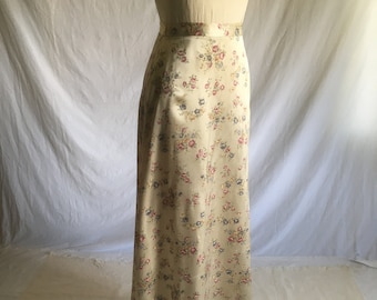 vintage 90s 35th & 10th acetate floral back zip maxi skirt made in usa 26