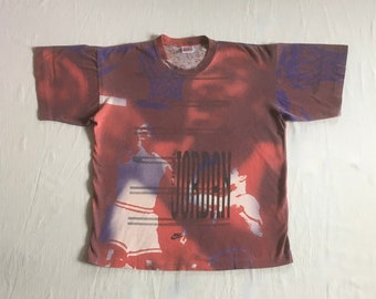 vintage 90s nike Michael Jordan air dunk montage nike gray tag all over print t shirt made in usa single stitch