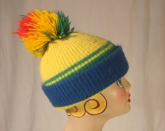 Vintage 90s Merkley Headgear Wool Ski Cap Beanie Tassels  display picture 3