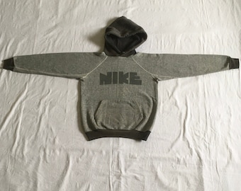 Vintage 70s Nike Raglan Two Tone Hooded Kangaroo Pocket Block 