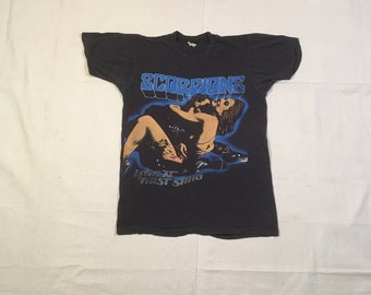 vintage 80s scorpions love at first sting us tour 84 black t shirt xxs/xs