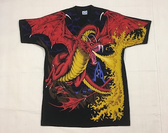 LIQUID BULE DRAGON LS 90s tシャツ Vintage 90s 1993 Liquid Blue Dragon Slaying Knight Rider All