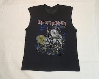 vintage 80s Iron Maiden t shirt live after death 1985 cut off worn thin 1980s metal rock concert tee