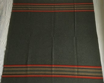 vintage pendleton blanket yakima camp wool cotton blend made in USA heather green striped 68 x 69