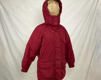 Vintage 90's Eddie Bauer Red Wool Lined Mountain Parka Jacket