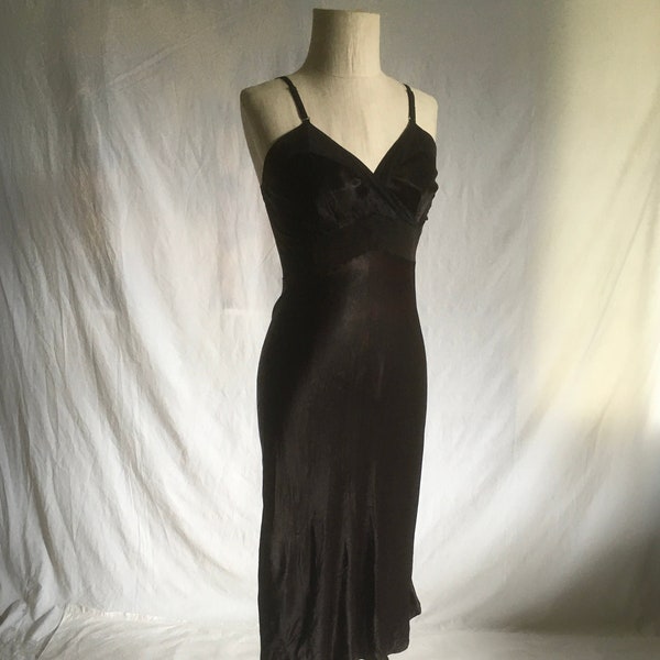 vintage 40s rhythm lingerie bur-mil rayon fashion bias cut black dress slip 1940s cold rayon lingerie