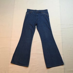 vintage 70s levis orange tab saddle back bell bottom hip hugger blue jeans 33 x 33