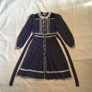 vintage gunne sax for Jessica girls long sleeve button up blue floral dress