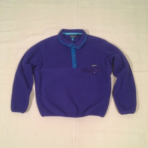 vintage 90s 1992 patagonia synchilla snap t purple fleece jacket Summer &#39;92 made in Jamaica