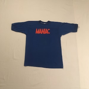 vintage 80s maniac downer wear blue t shirt made in usa