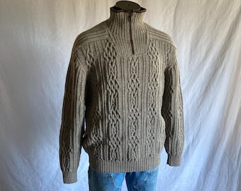 Pull Dale Of Norway 1/4 Zip Vintage 2004 - Pure Laine Motifs Géométriques - Taille L - Bleu Et Blanc
