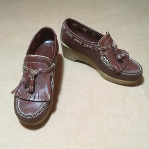 Vintage 70s Dex Brown Leather Tassel Kiltie Platform Moc Toe - Etsy