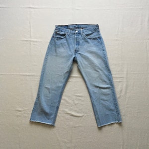 vintage levis 501 made in usa raw hem blue jeans 30 x 23