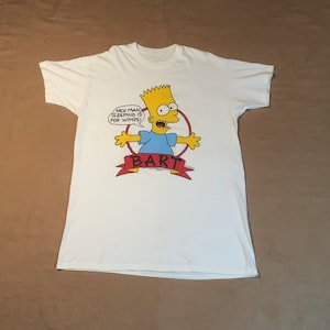 vintage 90s 1990s bart simpson matt groening hey man sleeping is for wimps oversized cotton t shirt