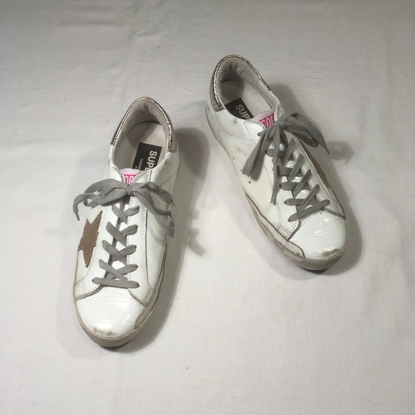 vintage golden goose super star white leather low top lace up GGDB skate sneakers made in italy 39