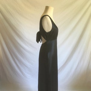 90s black tie dress 90s Black Beaded Sheer Low Back Maxi Dress main image 1