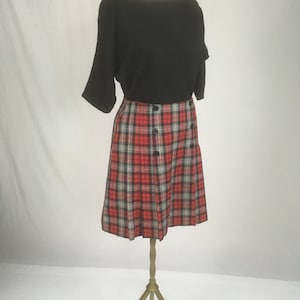 vintage 90s plaid zip back pleated mini skirt w27 inclinations made in usa red black grey 1990s goth preppy school uniform punk rock girl