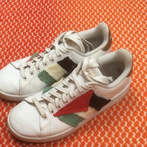 vintage patchwork handgenähte Flagge Sneakers Palästina Flagge Frauen Größe 38 ooak custom Adidas Adidas Cloudfoam recycelte Materialien