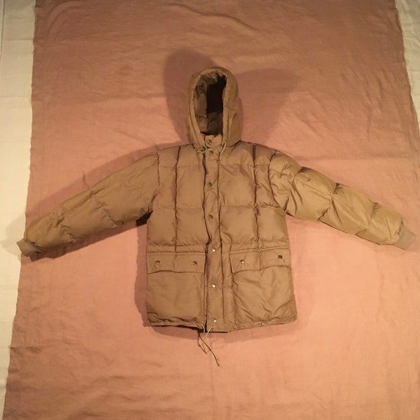 vintage 80s eddie bauer expedition quilted puffer goose down parka hooded jacket coat seattle usa kara koram