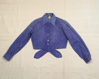 Vintage 70s Beeline Fashions Womens Long Sleeve Waist Tie Floral Butterfly Collar Half Blouse Shirt Women S Clothing Clothing Valresa Com