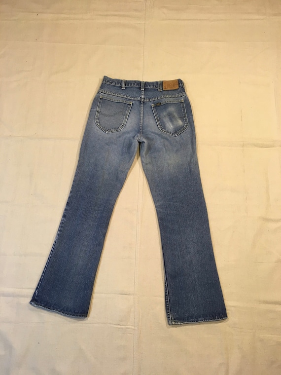 Vintage 70s Lee Riders Leather Patch Lee Rivets Blue Jeans