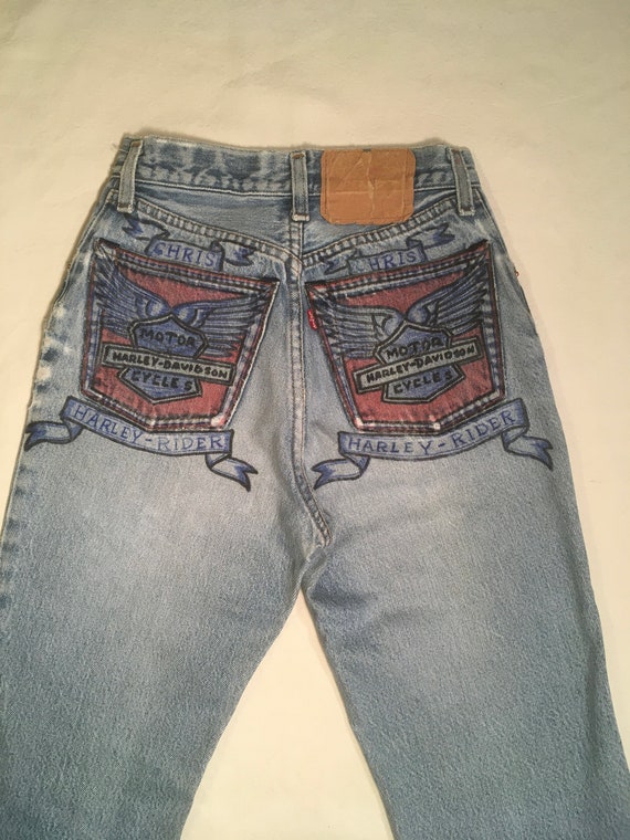 vintage levis 501 xx blue jeans 4 button up harle… - image 3