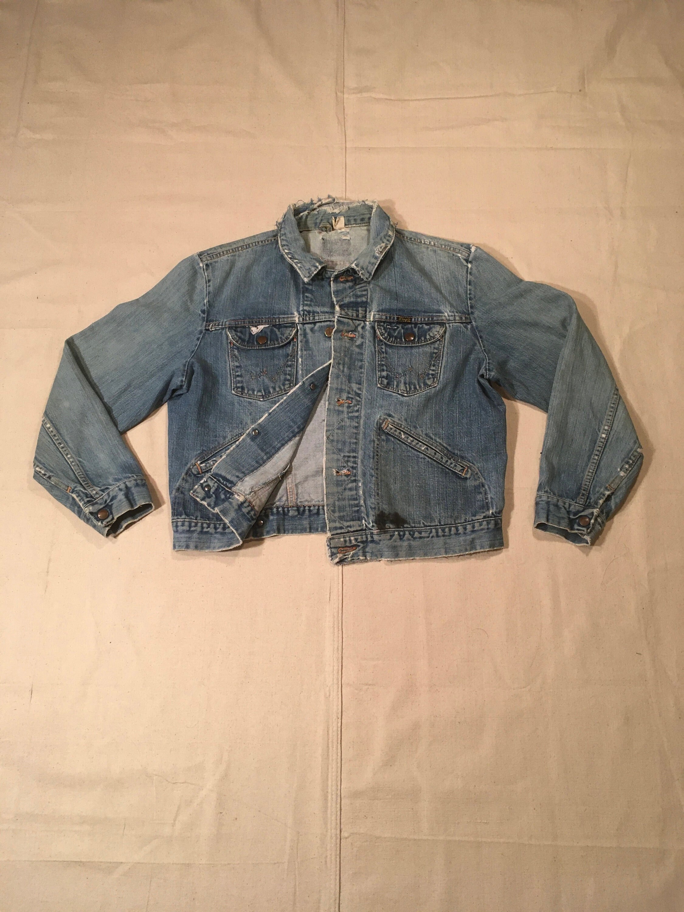 Vintage 60s Wrangler Selvedge Denim Worn in Jean Trucker Jacket