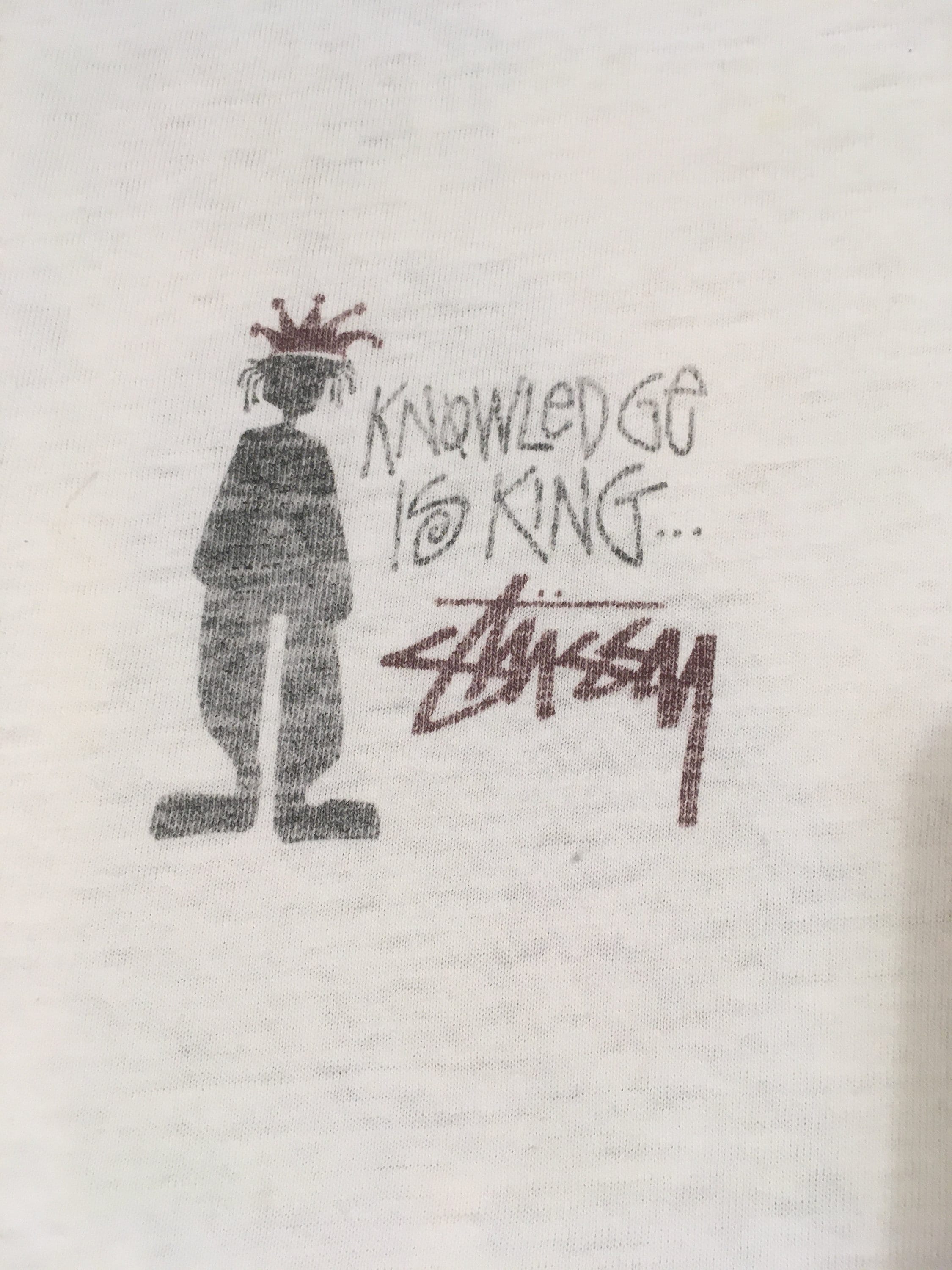 Vintage 90s Stussy Knowledge is King Skate Street Ss T Shirt Made