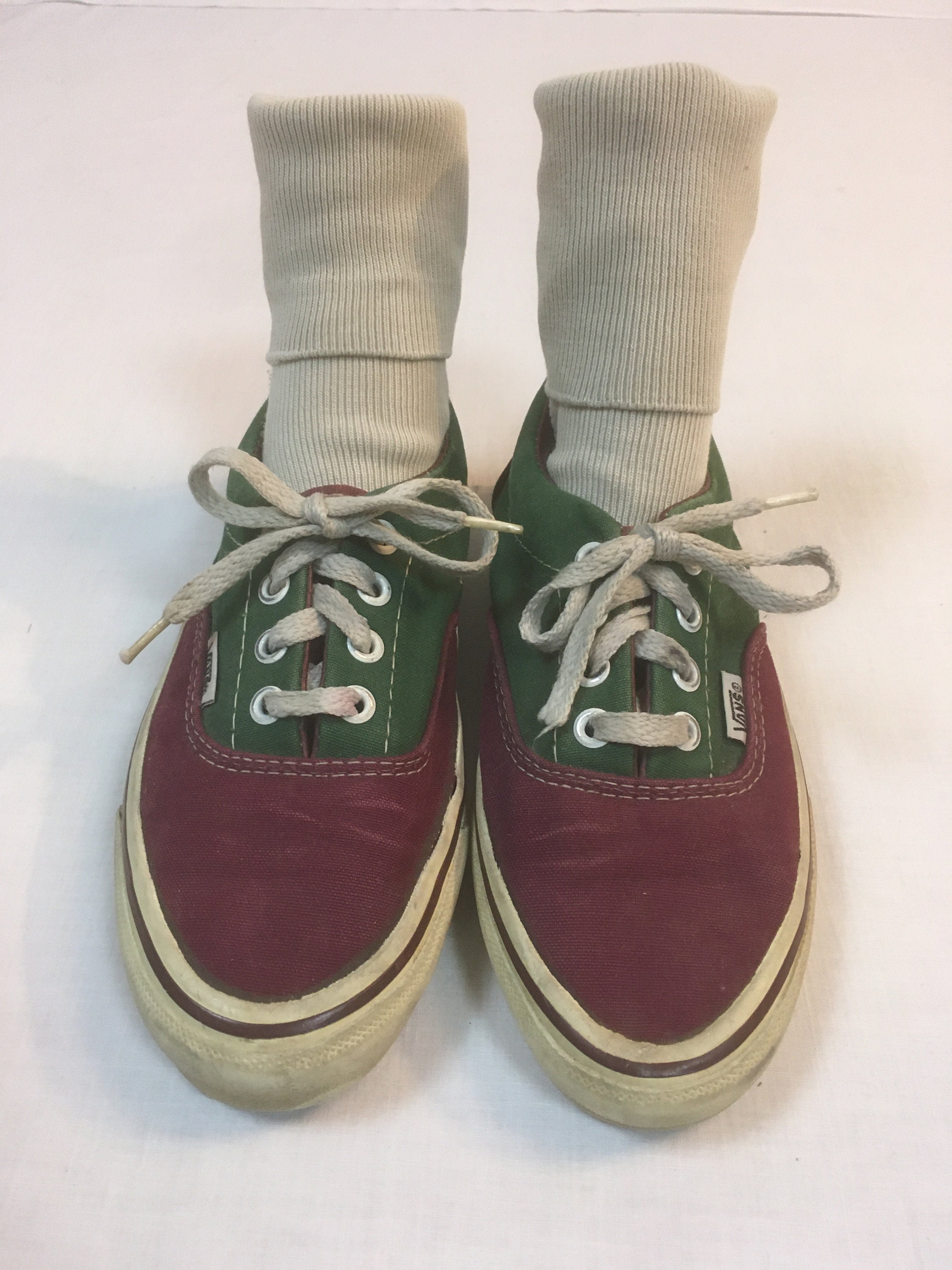 Vintage 80s Vans Skate Sneakers Made in USA Canvas Two Tone