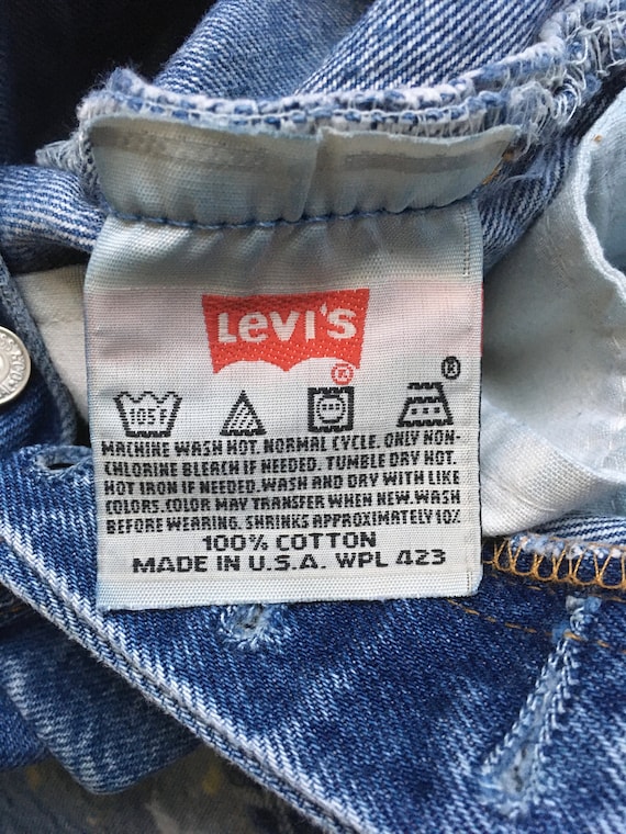 vintage levis 501xx made in usa paint patina blue… - image 4