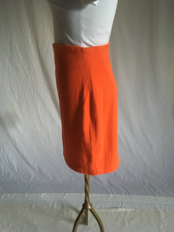 vintage 80s orange bodycon zip back mini skirt co… - image 5