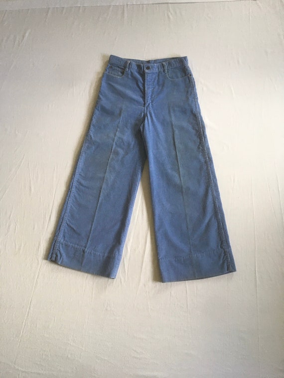 vintage 70s brittania smokey blue corduroy pants … - image 1
