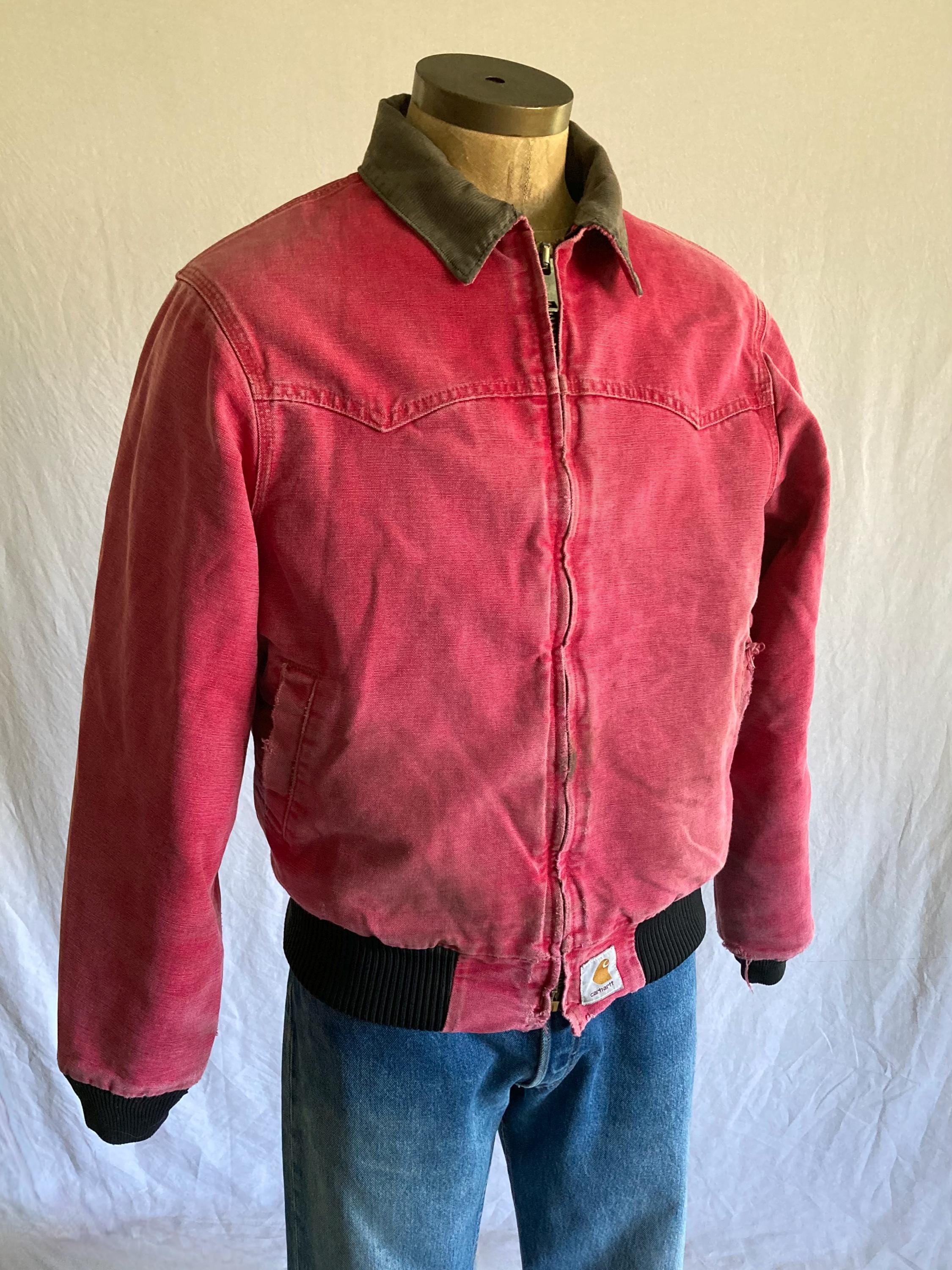 Vintage 90s Carhartt J14 Jacket Santa Fe Red Bomber Corduroy