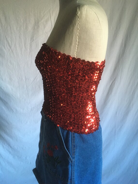 vintage 70s red sequin tube top 1970s fashion dis… - image 8