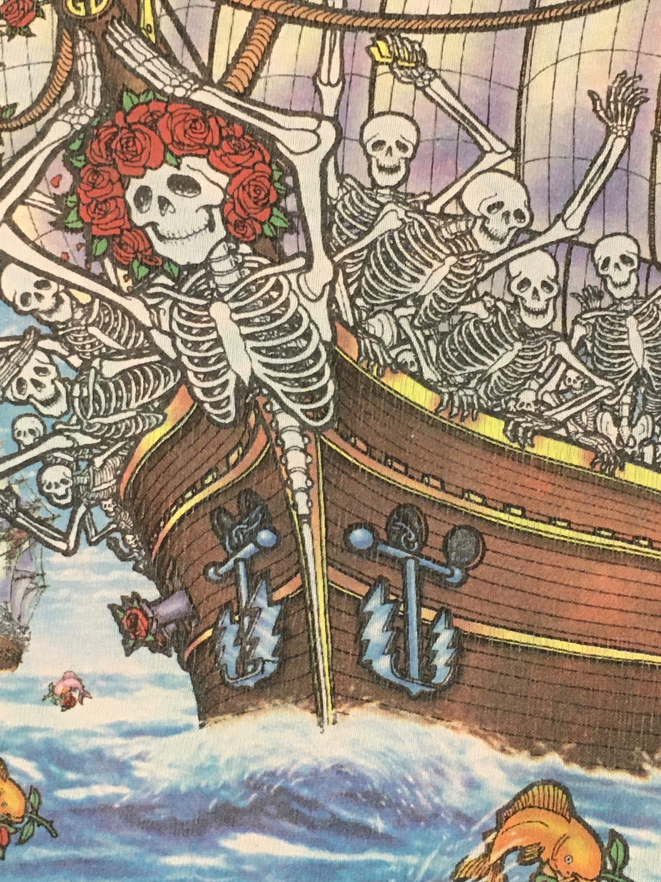 グレイトフル デッド ロックT SHIP of FOOLS 90's Vintage 90s 1993 Grateful Dead Ship of Fools Tie Dye Liquid Blue T