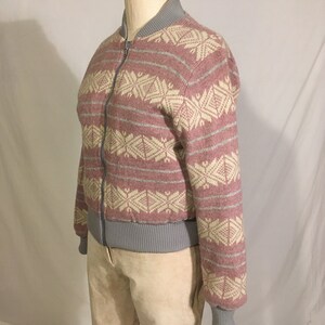 VTG 80s 90s PINK WHITE FLORAL PATTERNED REVERSIBLE BOMBER SHELL JACKET XL