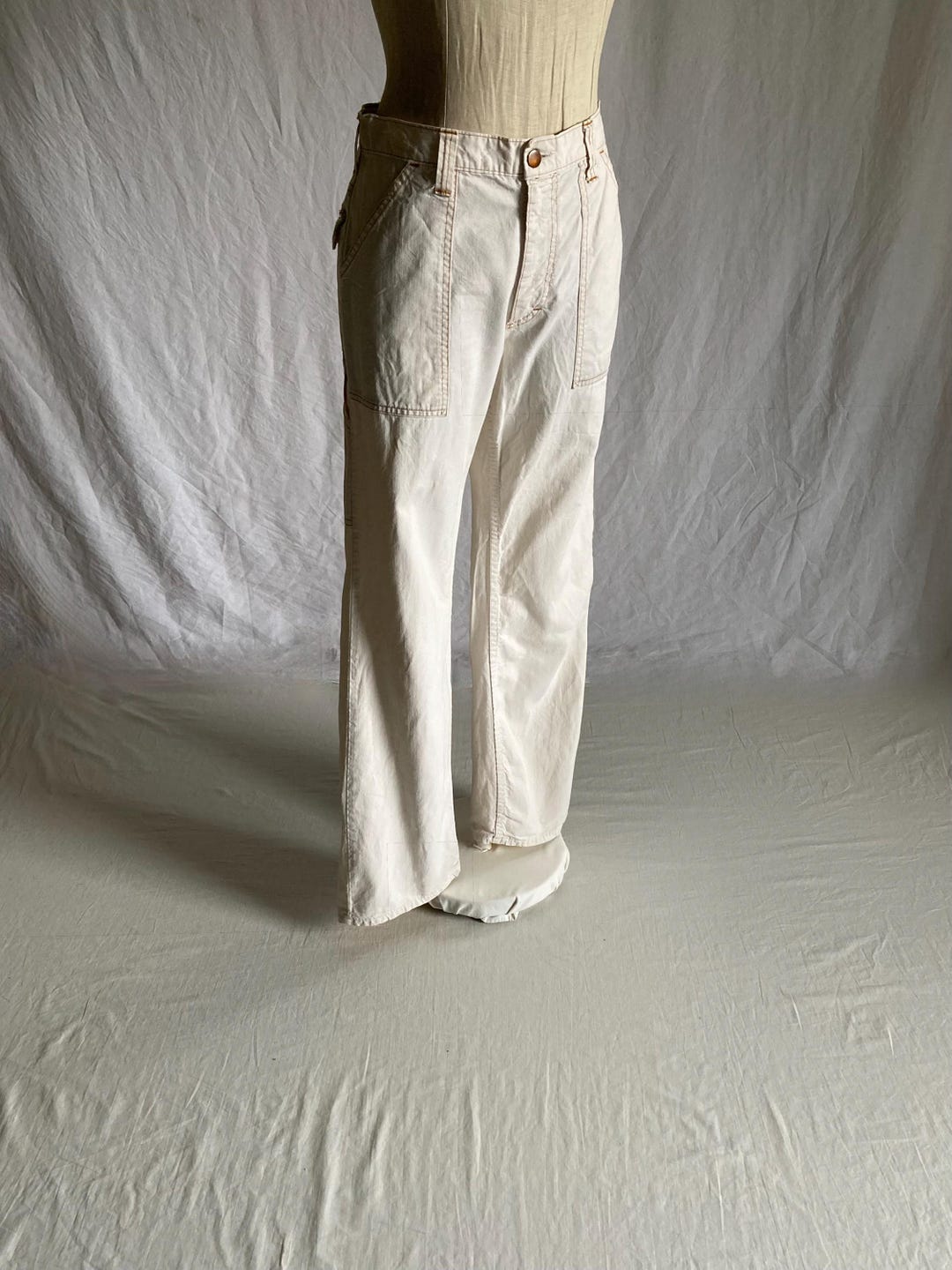 Vintage 80s Gap Painters Pants Scovill Zipper Natural White 30 X